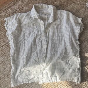 Madewell White Plaid Button-Up Blouse